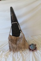 Bolso piel grande flecos beig